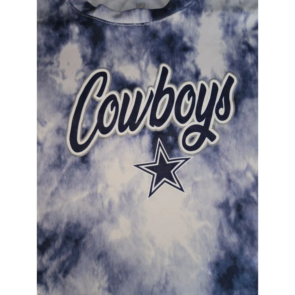 Dallas Cowboys NFL Youth XL Tie-Dye Crop T-Shirt Blue White Short Sleeve Top
